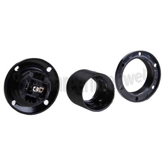 Foto van Lamphouder E27 60W zwart Fitting met ring 