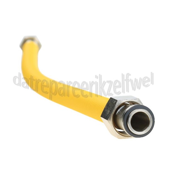 Foto van Gasslang RVS gasslang alleen voor inbouw apparatuur RAM 60 cm geel met koppelingen 
