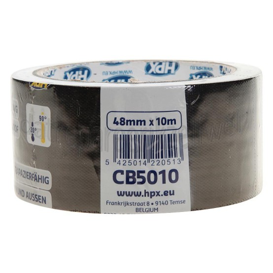 Foto van HPX Tape Pantsertape Zwart Duct Tape, 48mm x 10 meter 
