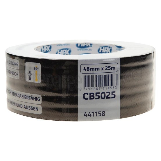 Foto van HPX Tape Pantsertape Zwart Duct Tape, 48mm x 25 meter 