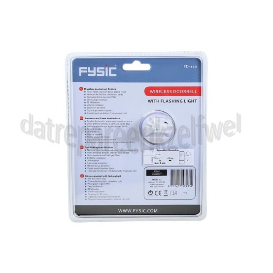 Foto van Fysic Bel Draadloze deurbel met flits Plug&play 