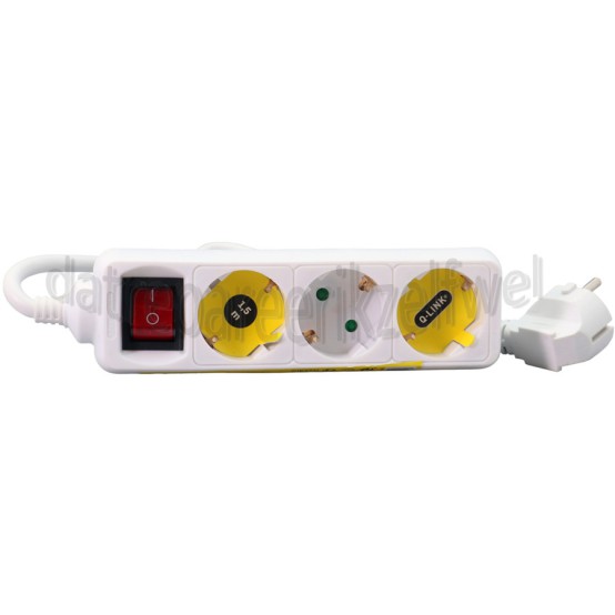 Foto van Exin Tafelcontactdoos 3x1,5mm2 3500W 16A RA wit 1,5M + schakelaar 3v tafelcontactdoos 