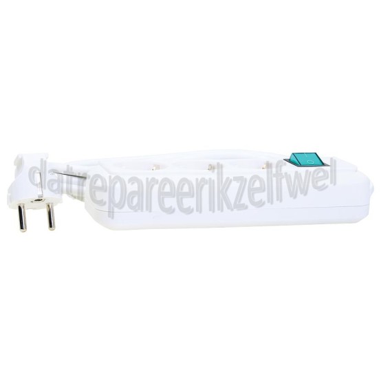 Foto van Tafelcontactdoos 3x1,5mm2 3500W RA wit 3m 3v tafelcontactdoos met schakelaar 
