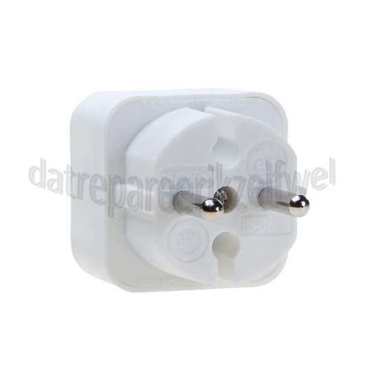 Foto van Stekker 1100W 2x max 2.5A/250V wit Stekker splitter naar 2x euro stekker, duo stekker 