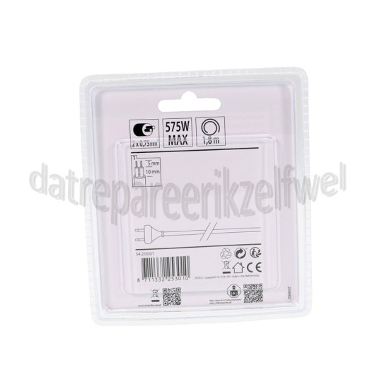 Foto van Q-Link Snoer 2x0.75mm2 600W zwart 1,8M Aansluitsnoer met eurostekker 