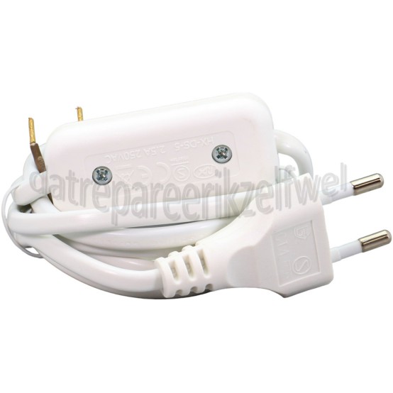 Foto van Q-Link Snoer Aansluit met schakelaar wit en eurostekker 2x0,75mm2 600W 