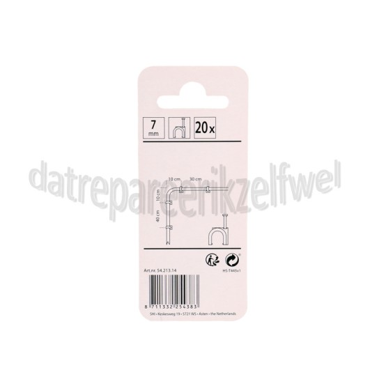 Foto van Q-Link Clip 7mm VMVL + coax 12 wit 20 stuks kabelclip 