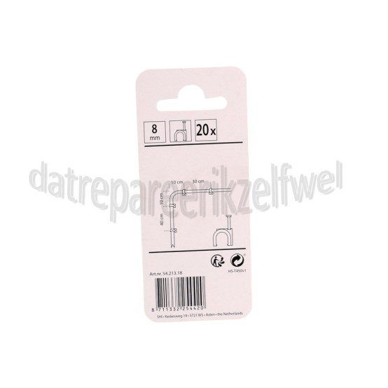 Foto van Q-Link Clip 8mm VMVL + coax 12 wit 20 stuks kabelclip 