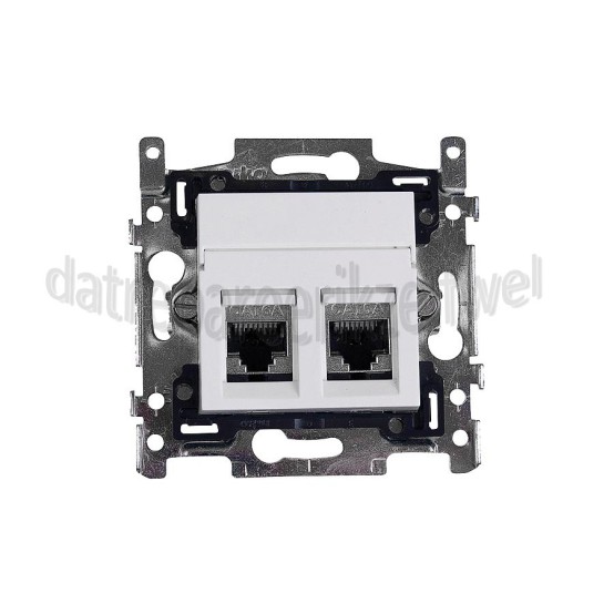 Foto van Hirschmann Einddoos Datawandcontactdoos 2x RJ45 CAT6A IDC1000M BE/2 2 CP White 