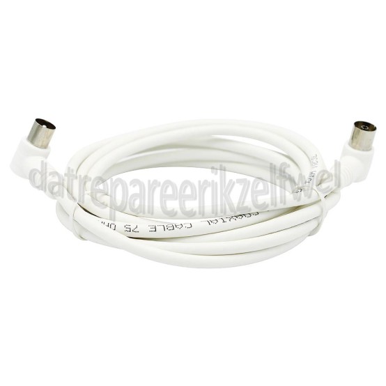 Foto van Antenne Kabel Coax, Haaks, IEC Male - IEC Contra Female 2.5 Meter, Dubbel afgeschermd, 9.5mm 