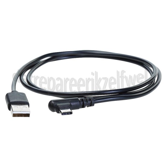 Foto van Easyfiks USB Kabel zwart, 200 cm, 90 graden usb A naar C USB Type C 