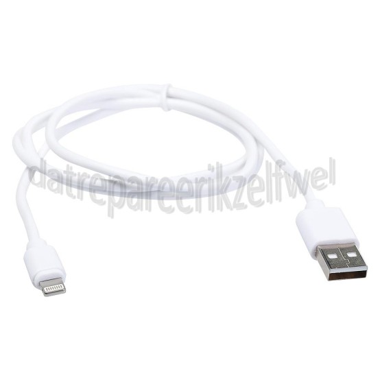 Foto van Easyfiks USB Kabel wit, 100 cm 8-pin naar usb A 8-pin connector 