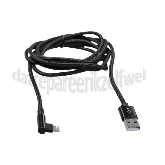Foto van Easyfiks USB Kabel zwart/grijs, 200 cm, 90 graden 8-pin naar usb A 8-pin connector 