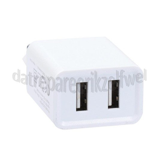 Foto van Easyfiks Oplader 230V, 2.1A/5V, 2-poort, wit Universeel USB 