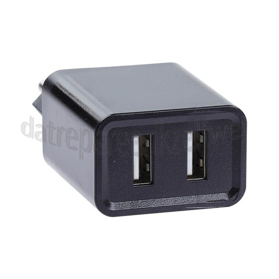 Foto van Easyfiks USB Oplader 230V, 2.1A/5V, 2-poort, zwart Universeel USB 