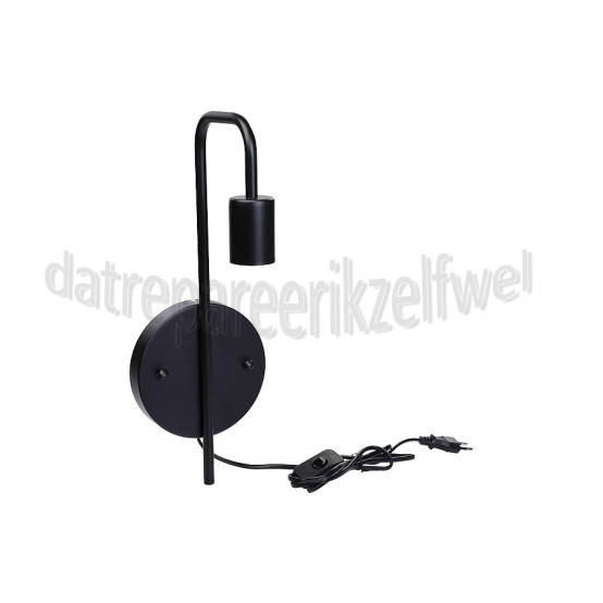 Foto van Calex Lamphouder Wandarmatuur Zwart E27 