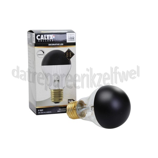 Foto van Calex Ledlamp LED A60 Kopspiegel Zwart E27 4W 180Lm 1800K Dimbaar 
