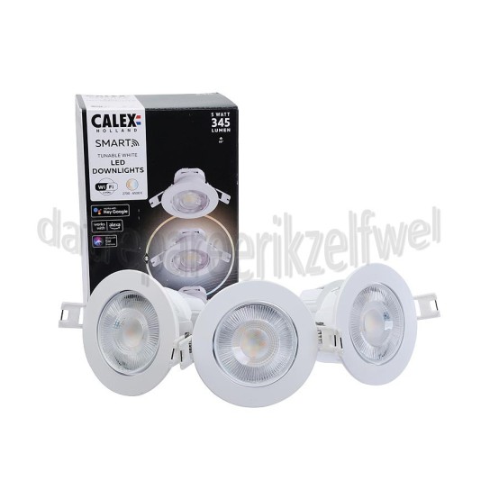 Foto van Calex Ledlamp Smart Wifi CCT Downlight, 3-pack IP21, 2700-6500K 