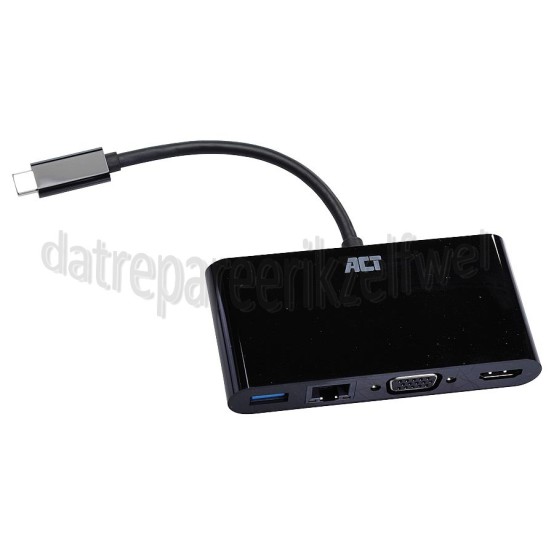 Foto van ACT Hub USB-C 4K Multiport Dock USB Type-C 3.2, Zwart 