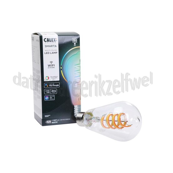 Foto van Calex Ledlamp Smart LED Flexible Filament Helder ST64 RGB Google Home, Alexa, Siri 