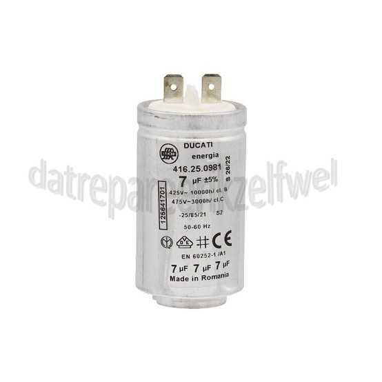 Foto van Condensator 7 uf Bedrijfscondensator motor trommel T71279AC, T65280AC, T61270AC 