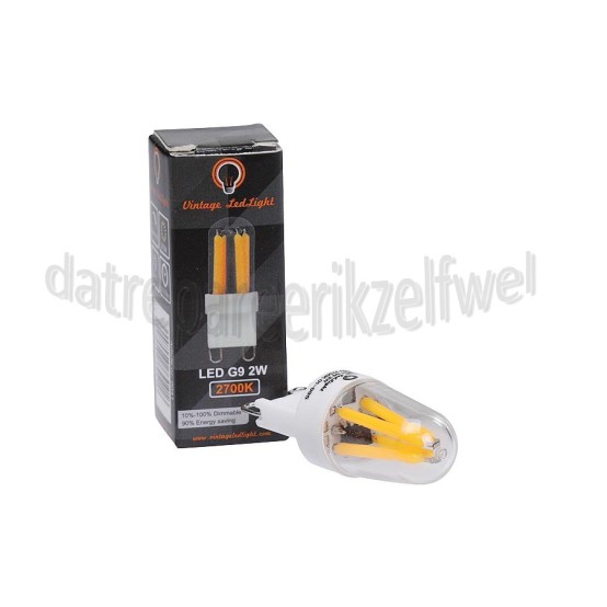 Foto van Vintage LedLight Ledlamp LED G9 filament helder CRI85 Dimbaar, 2W, 2700K, 16x46.5mm 