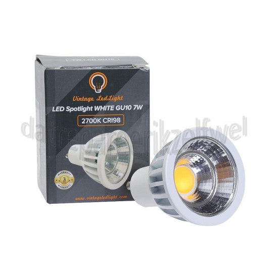 Foto van Vintage LedLight Ledlamp LED Spotlight GU10 White CRI98 Dimbaar, 7W, 2700K 