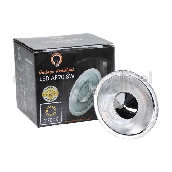 Foto van Vintage LedLight Ledlamp LED AR70 B15D CRI92 Dimbaar, 8W, 2700K, 24 Graden 