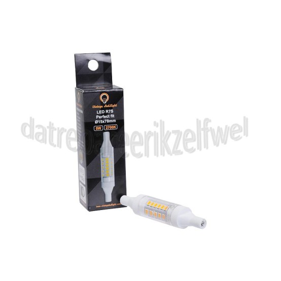 Foto van Vintage LedLight Ledlamp LED R7S Perfect Fit 78mm CRI>80 Dimbaar, 5W, 220-240V, 2700K 