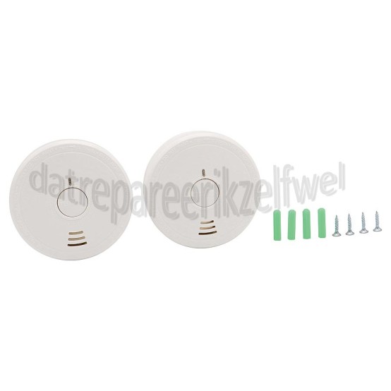 Foto van Alecto Rookmelder Alarmsignaal 85dB, Optisch, 2 stuks, Wit Incl. 9V batterij, met time-out functie 