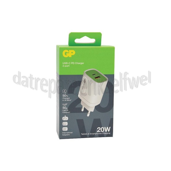 Foto van GP USB Oplader USB-A en USB-C, incl. internationale stekkers 20W, 3100mA, 5-12V 
