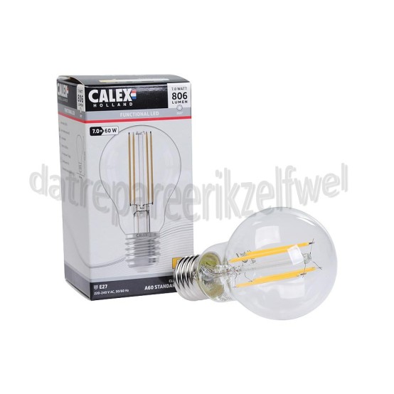 Foto van Calex Ledlamp Filament Standaardlamp 7 Watt 806 Lumen 2700K E27 A60 