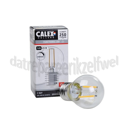 Foto van Calex Ledlamp Filament Kogellamp 240V 3,5 Watt 250 Lumen 2700K E27 G45 Helder Dimbaar 