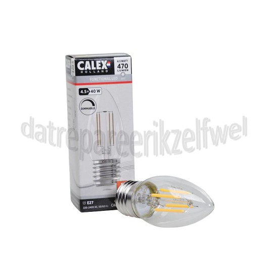 Foto van Calex Ledlamp Filament Dimbare Kaarslamp E27 470Lm 2700K 4,5W 