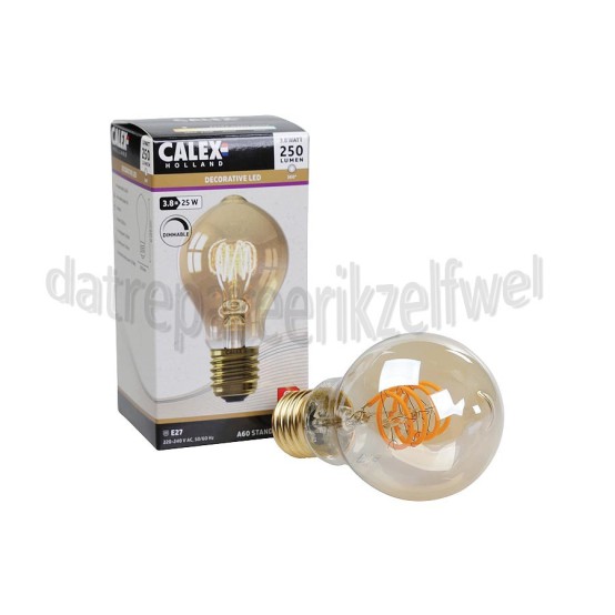 Foto van Calex Ledlamp Filament LED Standaardlamp E27 Goud Dimbaar 3,8W A60DR 2100K, 250 Lumen 
