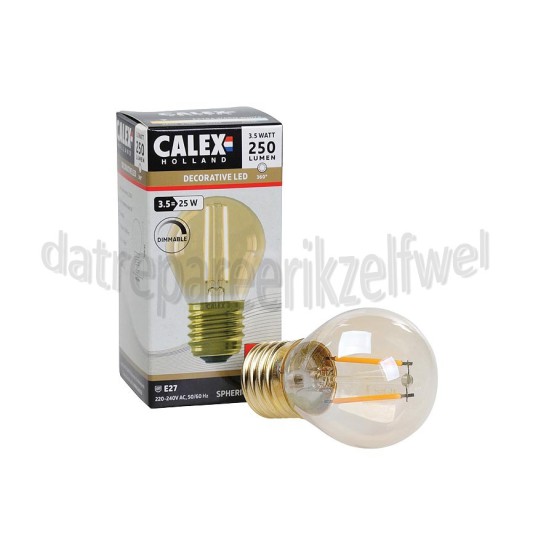 Foto van Calex Ledlamp LED volglas Filament kogellamp E27 G45 Dimbaar 250Lm 3.5W 