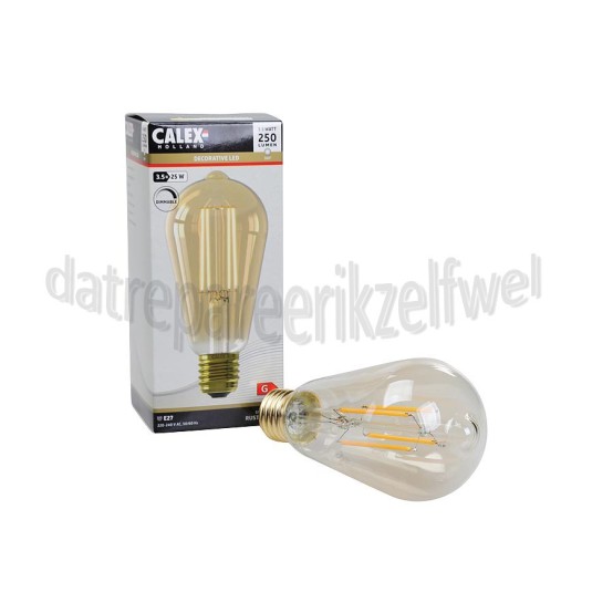 Foto van Calex Ledlamp Filament Rustieklamp 3,5 Watt 250 Lumen 2100K E27 ST64 Dimbaar 