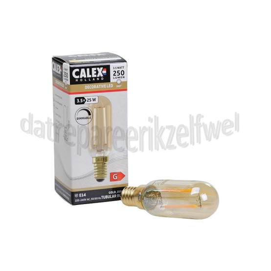 Foto van Calex Ledlamp LED Volglas Filament Buismodel E14 3,5W 250Lm 240V 2100K Dimbaar 