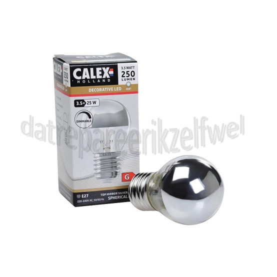 Foto van Calex Ledlamp LED volglas Filament Kopspiegel E27 P45 Chroom Dimbaar 3,5W 250lm 