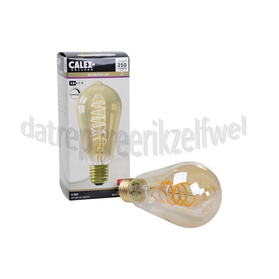 Foto van Calex Ledlamp Filament LED Rustieklamp ST64 E27 Goud Dimbaar 3,8W 250lm 
