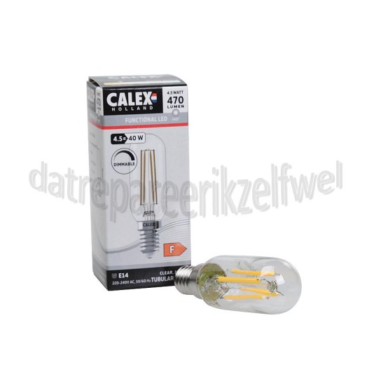 Foto van Calex Ledlamp Filament Buismodel lamp 4,5 Watt 470 Lumen 2700K E14 T45L Dimbaar 