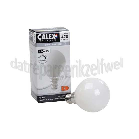 Foto van Calex Ledlamp Filament Kogellamp 4,5W 470 Lumen 2700K E14 P45 Softline Dimbaar 