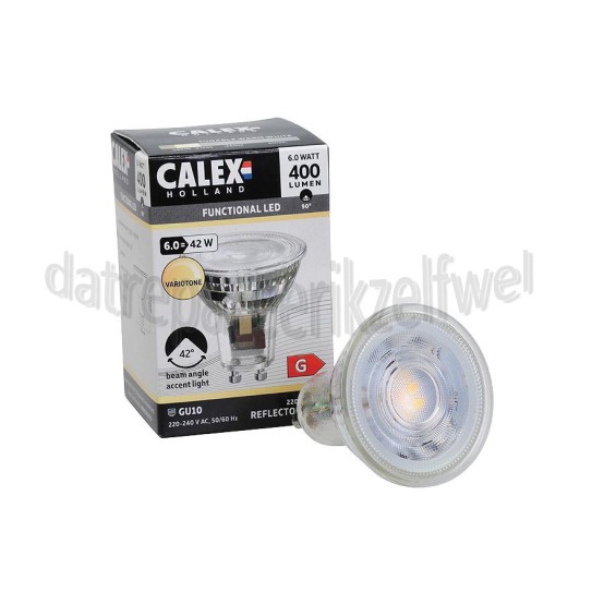 Foto van Calex Ledlamp SMD lamp 240V 6W 400 Lumen GU10 Dimbaar Variotone 2200-3000K 