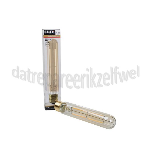 Foto van Calex Ledlamp Filament LED buislamp 4,5W 470lm E27 T32 Goud Dimbaar 