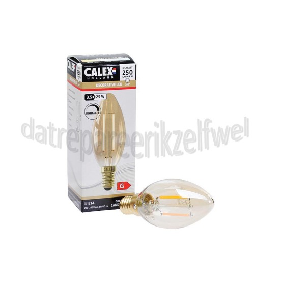 Foto van Calex Ledlamp Filament Kaarslamp 240V 3,5 Watt 250 Lumen 2100K E14 B35 Dimbaar 