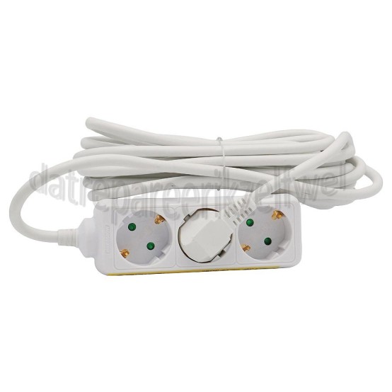 Foto van Q-Link Tafelcontactdoos 3x1.5mm2 5 Meter Wit 3 Voudig Randaarde 