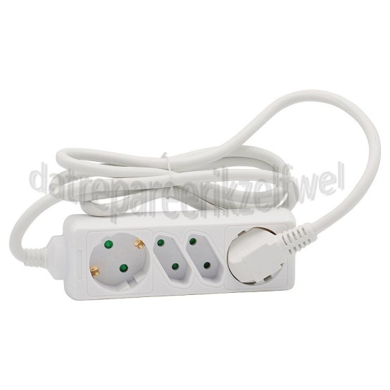 Foto van Q-Link Tafelcontactdoos 3x 1.5mm2 1.5 Meter Wit 2x Eurostekker, 2 Voudig Randaarde 