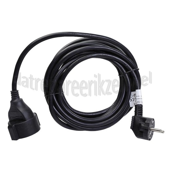 Foto van Q-Link Snoer 3x 1.5mm2 5 Meter Zwart Verlengsnoer Randaarde 