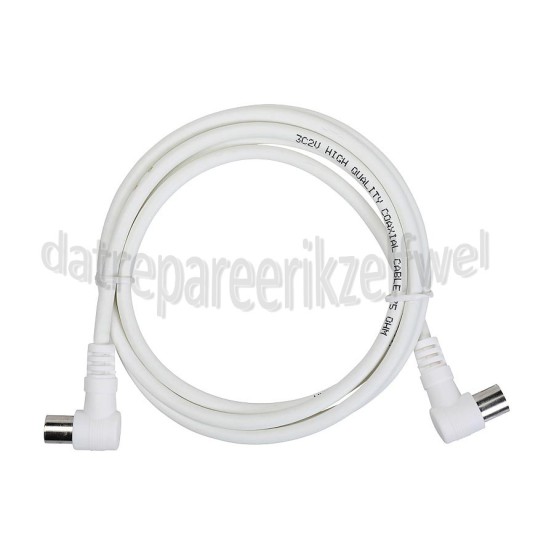 Foto van Antenne Kabel Coax, Haaks, IEC Male - IEC Contra Female 1.5 Meter, Dubbel afgeschermd, 9.5mm 