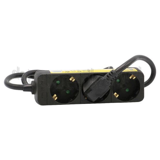 Foto van Q-Link Tafelcontactdoos 3x 1.5mm2 1.5 Meter Zwart 3 Voudig Randaarde 